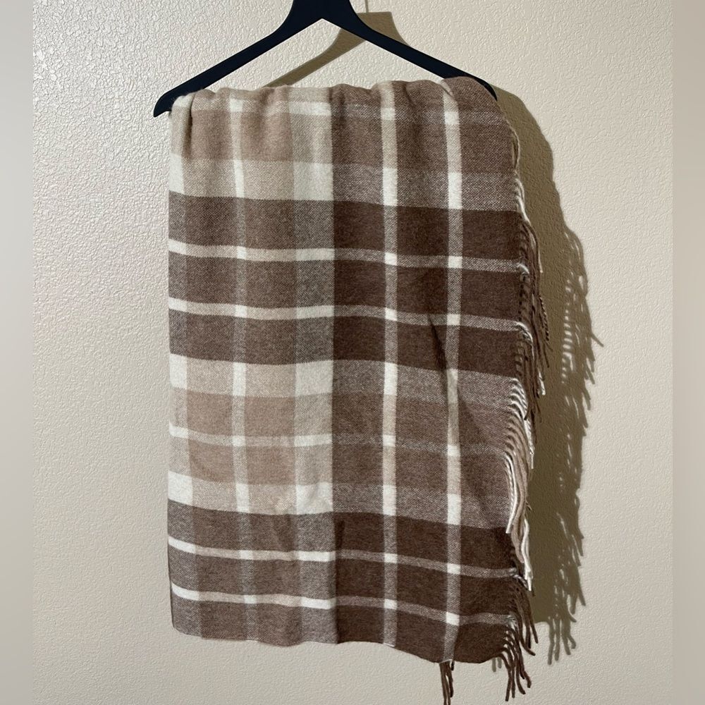 Tumi Brown and Cream Plaid Blanket
